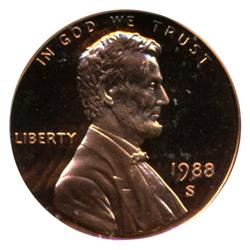1988S PROOF Lincoln Cent Coin Graded PR70 DCAM Red (COI-4292)
