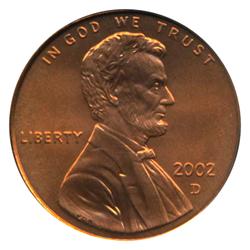 2002D Lincoln Cent Coin Graded PCGS PR67 Red (COI-4308)