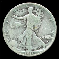 1916D Walking Liberty Half Obverse MM Better Grade (COI-4357)