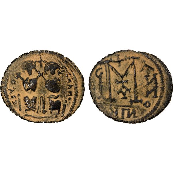 ARAB-BYZANTINE: Anonymous, ca. 670-700, AE follis (5.73g), Skythopolis (Baysan), year "7", choice VF