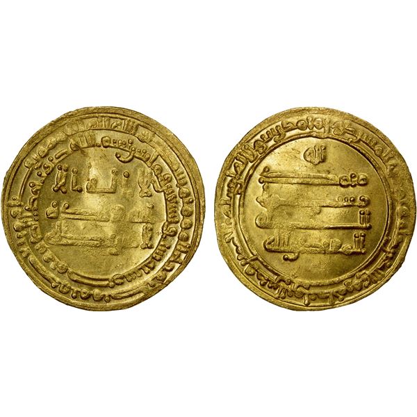 ABBASID: al-Muqtadir, 908-932, AV dinar (4.22g), Misr, AH296, Unc