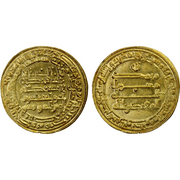 ABBASID: al-Muqtadir, 908-932, AV dinar (4.06g), Misr, AH302, Unc