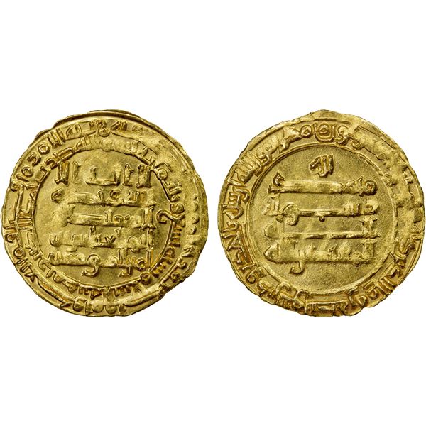 ABBASID: al-Muqtadir, 908-932, AV dinar (3.74g), Madinat al-Salam, AH309, lustrous AU