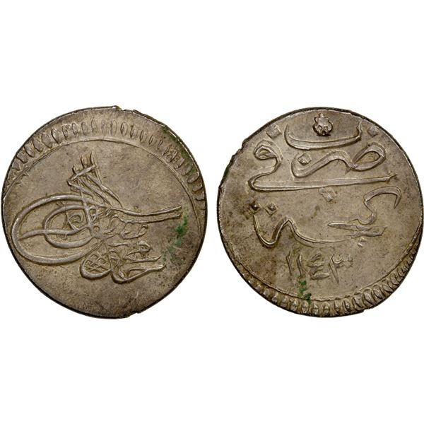 AZERBAIJAN: Mahmud I, 1730-1735, AR abbasi (5.38g), Ganja, AH1143, lustrous AU