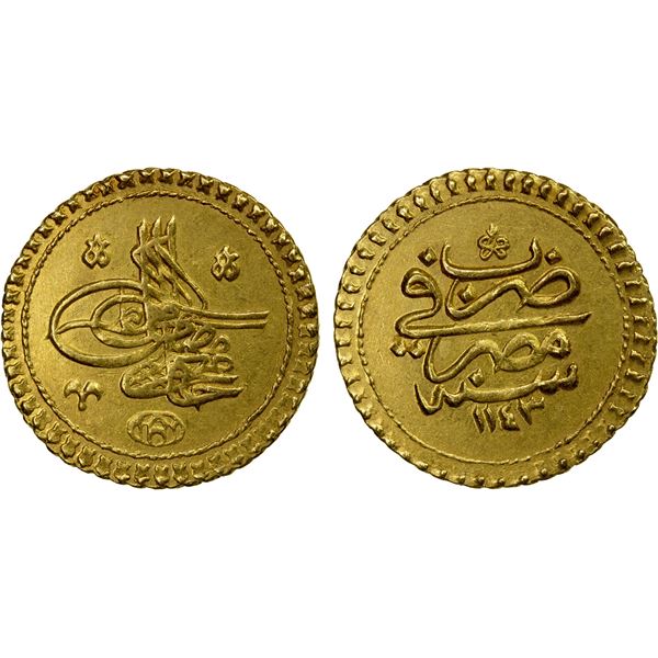 EGYPT: Mahmud I, 1730-1753, AV zinjirli altin (sultani) (3.48g), Misr, AH1143, EF