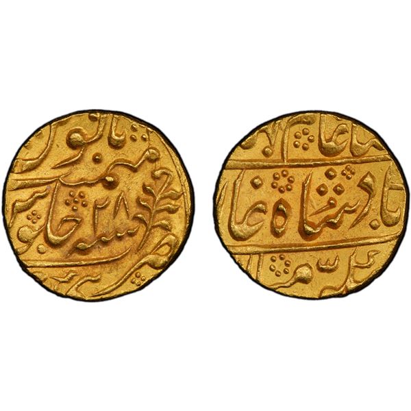 JAIPUR: AV mohur (10.87g), Sawai Jaipur, year 28, PCGS graded MS64
