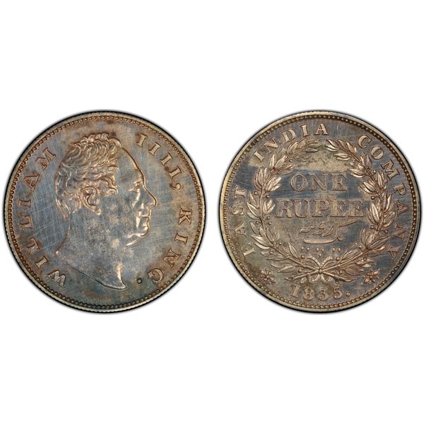 BRITISH INDIA: William IV, 1830-1837, AR rupee, 1835(b), PCGS graded Proof 63
