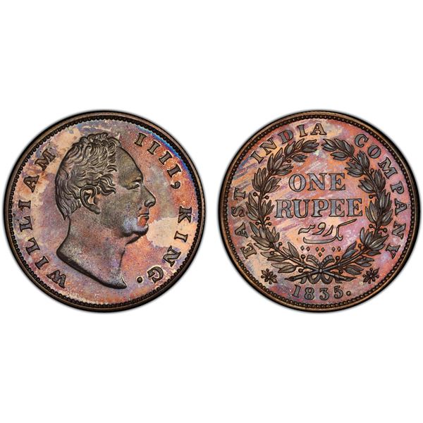 BRITISH INDIA: William IV, 1830-1837, AR rupee, 1835(c), PCGS graded Proof 64