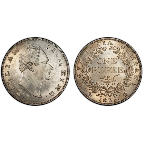 BRITISH INDIA: William IV, 1830-1837, AR rupee, 1835(c), PCGS graded MS63