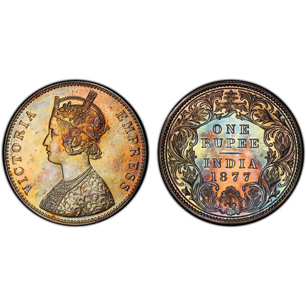 BRITISH INDIA: Victoria, Empress, 1876-1901, AR rupee, 1877-C, PCGS graded Proof 64