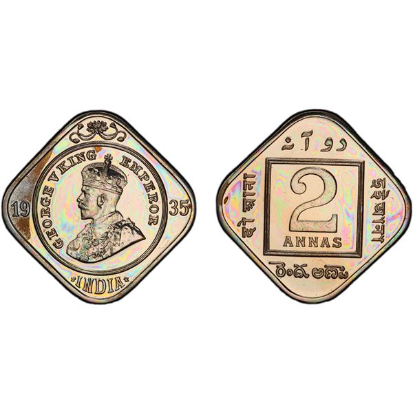 BRITISH INDIA: George V, 1910-1936, 2 annas, 1935(c), PCGS graded Proof 63