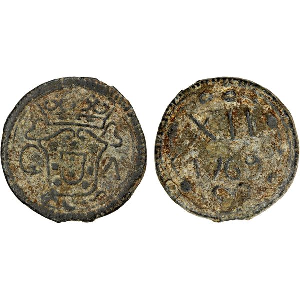 GOA: José I, 1750-1777, tin 12 reis (15.09g), 1769, lovely VF