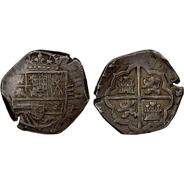 CHINESE CHOPMARKS: SPAIN: Felipe III, 1598-1621, AR 4 reales (13.69g), Toledo, EF