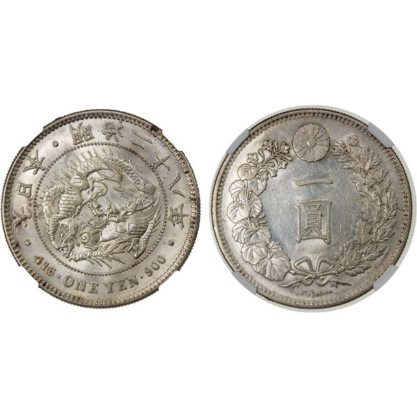 JAPAN: Meiji, 1868-1912, AR yen, year 28 (1895), NGC graded MS61