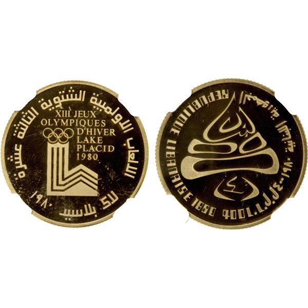 LEBANON: Republic, AV 400 livres, 1980, NGC graded PF68 Ultra Cameo