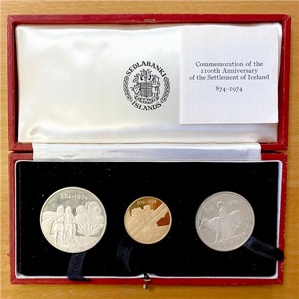 ICELAND Republic, 3coin proof set, 1974