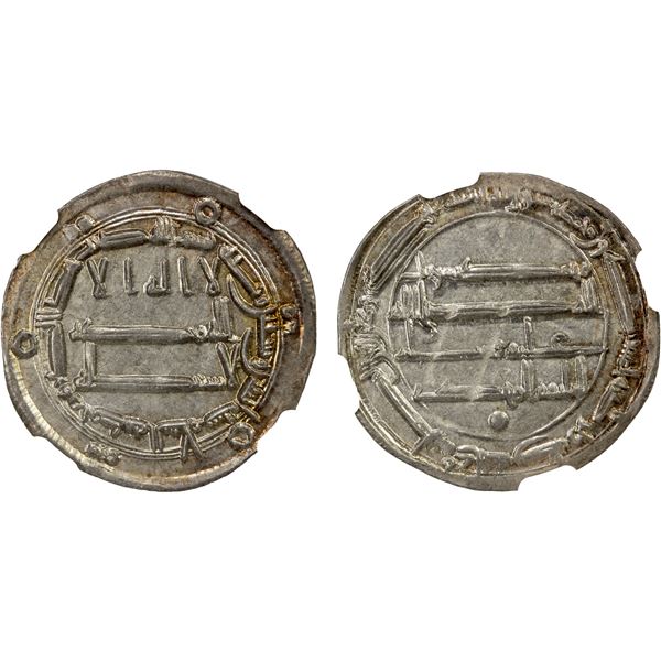 ABBASID: al-Mahdi, 775-785, AR dirham, Madinat al-Salam, AH162, NGC graded MS62