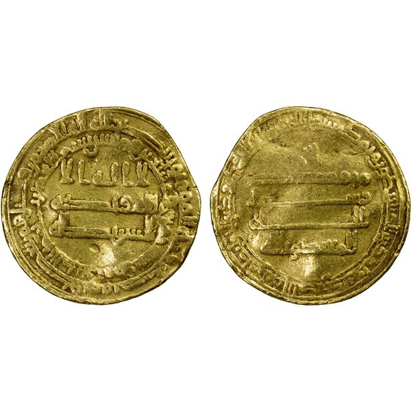 ABBASID: al Mu'tasim, 833-842, AV dinar (4.08g), Marw, AH225, Fine