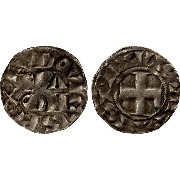 FRANCE: Louis VII, 1137-1180, AR denier (1.03g), Paris, ND, VF