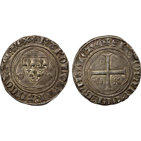 FRANCE: Charles VII, 1422-1461, AR blanc á la couronne (2.93g), ND (1436), EF