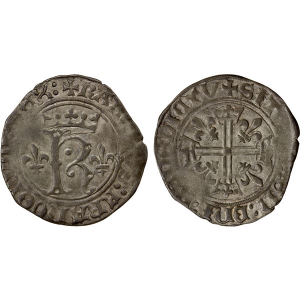 FRANCE: Charles VIII, 1483-1498, AR karolus (2.39g), Tours, ND (1488), VF-EF