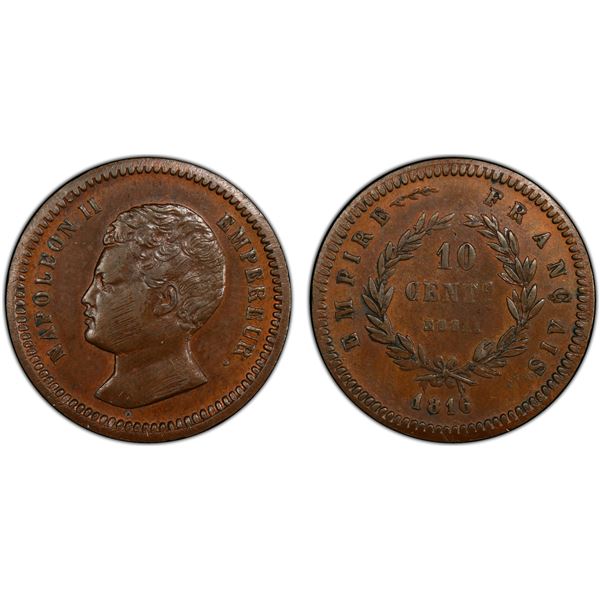 FRANCE: Napoléon II, pretender, 1815-1816, AE 10 centimes ESSAI, 1816, PCGS graded Specimen 62 BN