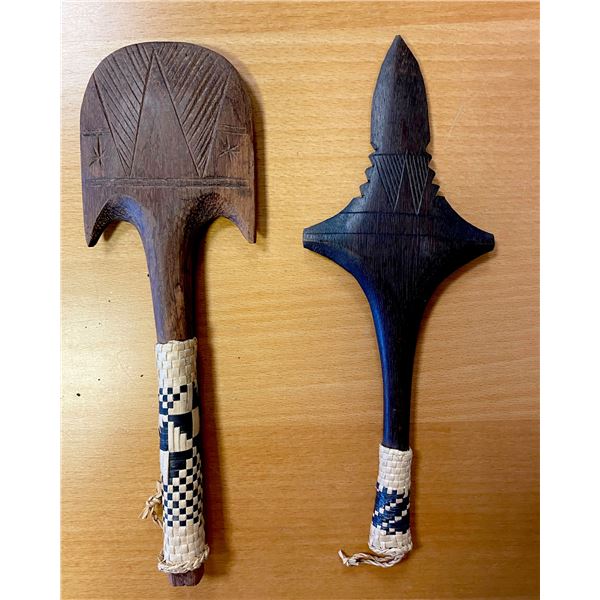 FIJI: LOT of 2 wooden tools, EF