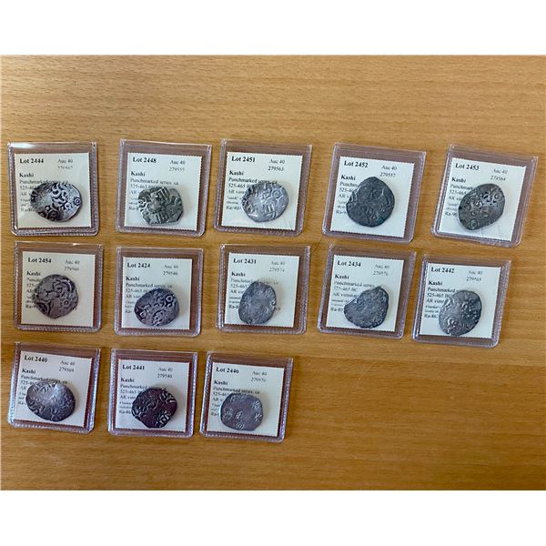 KASHI: LOT of 12 punchmarked silver vimshatika coins