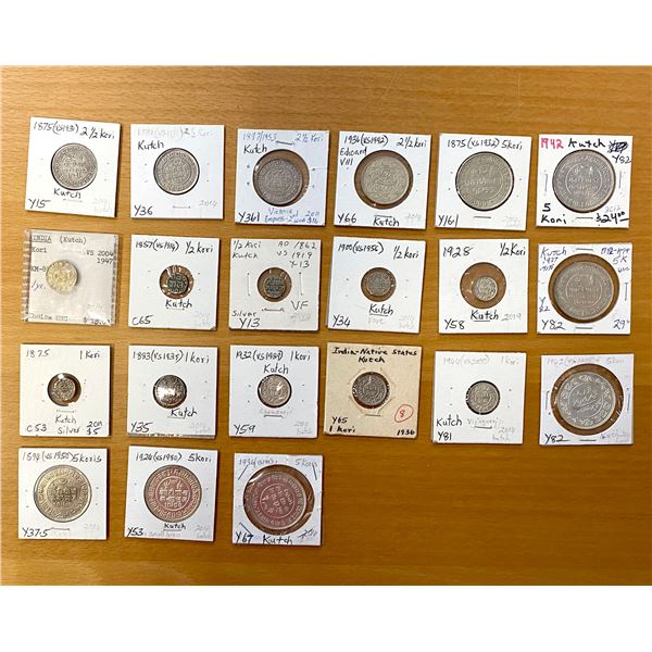 KUTCH: LOT of 20 silver coins