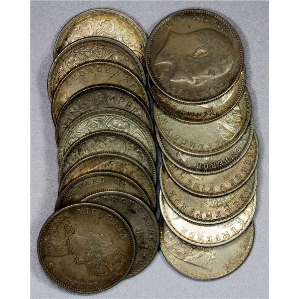 BRITISH INDIA: LOT of 18 silver rupees