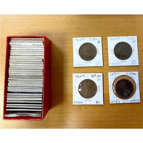 BRITISH INDIA: LOT of 42 copper coins