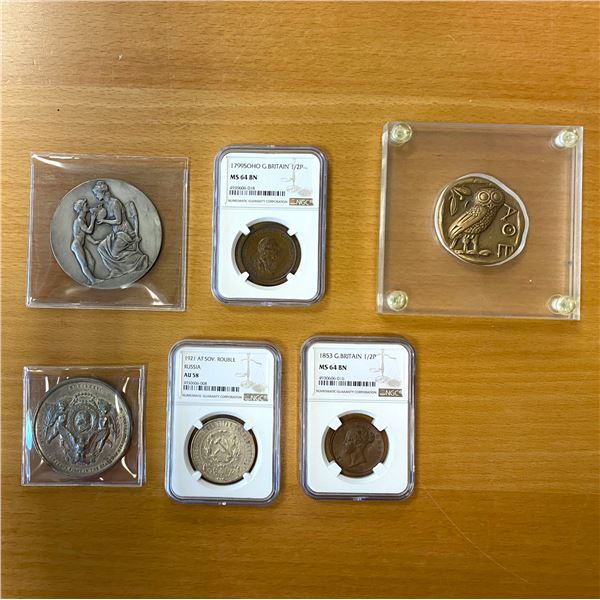 WORLDWIDE: LOT of 6 coins and medals