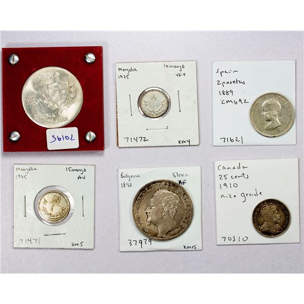 WORLDWIDE: LOT of 6 silver coins