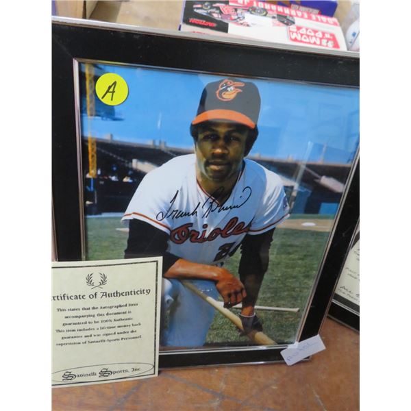 Framed Autographed Picture Frank Robinson w/COA