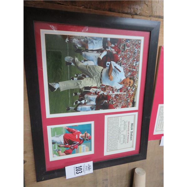 Framed Nick Saban University of Alabama Photo