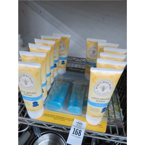 Lot of Burts Bees Baby Ultra Lotion & Neutragena Sunscreen