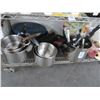 Image 1 : Shelf of Asst. Cooking Utensils, Saucepans & Fry Pans