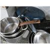 Image 3 : Shelf of Asst. Cooking Utensils, Saucepans & Fry Pans