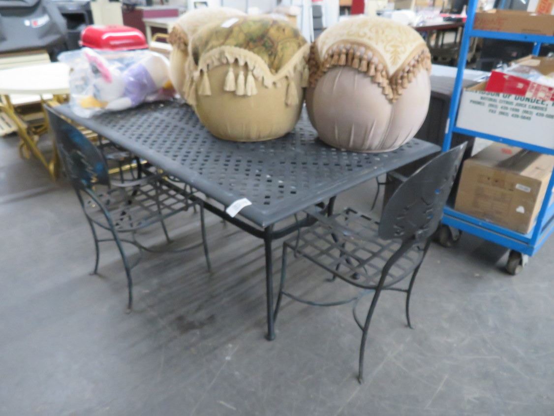 Black Cast Iron Rectangular Patio Table w/4 Chairs
