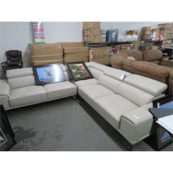 Grey Leather Sectional Sofa