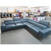 Image 1 : Blue Leather 3 Pc. Sectional Sofa