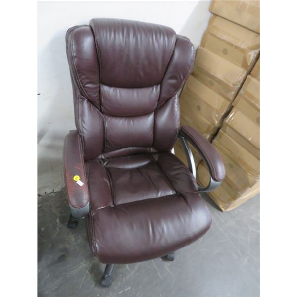 Brown Leather Rolling Office Chair