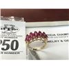 Image 2 : 14K YG Ruby Ring w/15 Round Mixed Cut Rubies 4.7g - Appraised Value $1,850.00