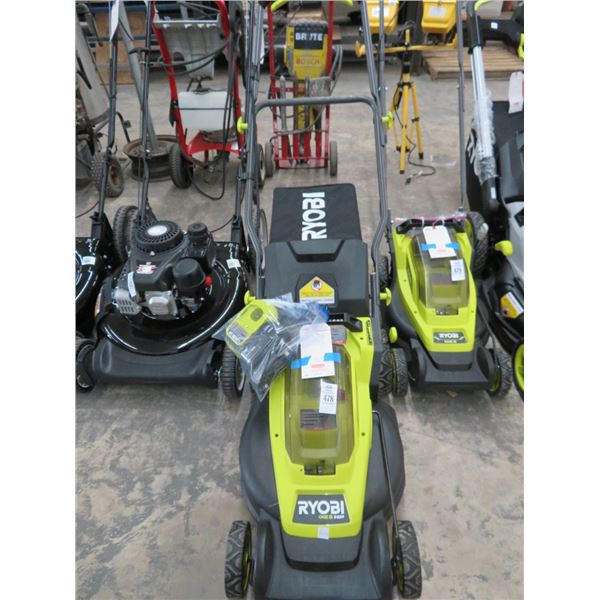 Ryobi 16" Deck 18v Lawn Mower w/Battery & Charger + Bagger