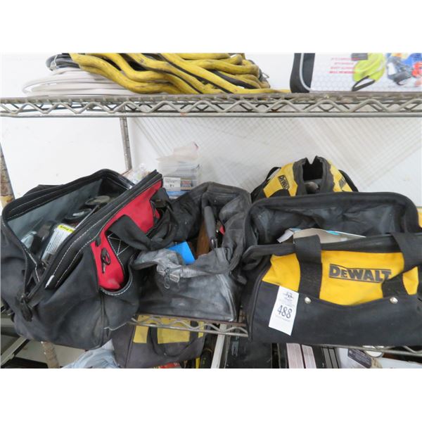 Lot of Asst. Tool Bags w/Contents & Plastic Bins