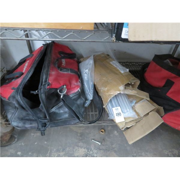 Shelf Lot of Asst. Ext. Cords, Tool Bags w/Contents