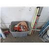 Image 2 : Corner Lot of Asst. Tools, Tub of Rope & Strap