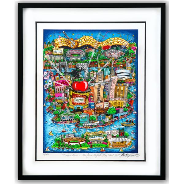 Charles Fazzino- 3D Construction Silkscreen Serigraph "There's Music... New Jersey, New York, Long I