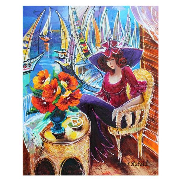 Yana Rafael, "Beauty with a View" Hand Signed Original Painting on Canvas with COA.