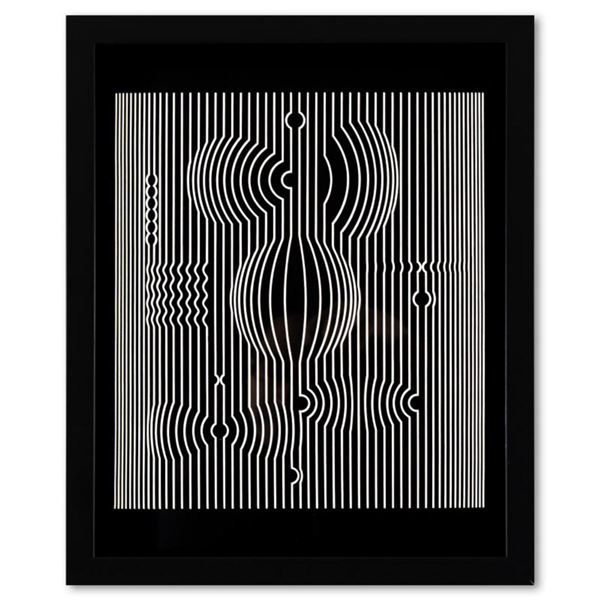 Victor Vasarely (1908-1997), "Manipur de la série Ondulatoires" Framed 1973 Heliogravure Print with 